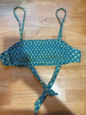 Women's Teal Floral Smocked bikini top